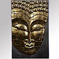 Rain Tree Wood Antique Gold Buddha Face Wall Hanging (Indonesia)