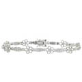 Sterling Silver Diamond Accent Milligrain Flower Bracelet
