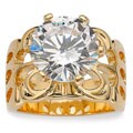 Ultimate CZ 14k Yellow Gold Overlay Cubic Zirconia Filigree Ring