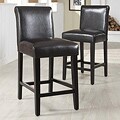 Bennett 24 inches Dark Brown Faux Leather Barstools (Set of 2)