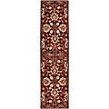 Hand-tufted Floral Medallion Burgundy Wool Rug (2' x 8')