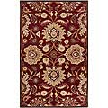 Hand-tufted Floral Medallion Burgundy Wool Rug (6' x 9')
