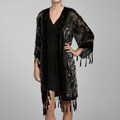 Handmade Black Embroidered Velvet and Silk Shawl Jacket