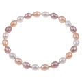 Sterling Silver Multi-colored Freshwater Pearl Bangle Bracelet (6-7 mm)