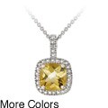 Glitzy Rocks Sterling Silver 2.35 CTW Gemstone and Diamond Accent Square Necklace