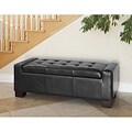 Guernsey Black Leather Storage Ottoman