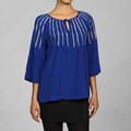 Calvin Klein Woven's 3/4-sleeve Embellished Peasant Blouse
