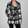 Dollhouse Women's Plaid 3/4-belted Asymmetric Zipper Front Jacket