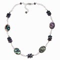 Sterling Silver Crystal, Abalone and Pearl Necklace (4-10 mm)