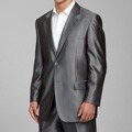 Carlo Lusso Men's Shiny Grey 2-button Suit