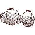 Set of 2 Iron Americana Country Egg Wire Baskets