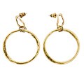 14k Yellow Gold Overlay Abstract Round Hammered Earrings