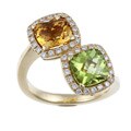 18k Yellow Gold 4/5ct TDW Green and Yellow Cocktail Ring (H, SI2)