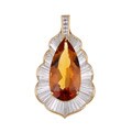 18k Yellow Gold Citrine and 5ct TDW Diamond Estate Pendant (G-H, VS1-VS2)