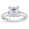 10k White Gold Created White Sapphire Solitaire Ring