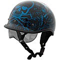 DOT Polo Jockey BoneYard Blue Motorcycle Helmet