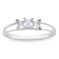 10k Gold Created White Sapphire Three-stone Ring