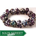 Marble and Crystal Amethyst Purple Stretch Bracelet