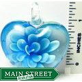Murano-style Glass Blue Flower Heart Pendant