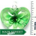 Murano Glass Light Green Flower Heart Pendant