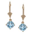 14k Yellow Gold Blue Topaz Leverback Earrings