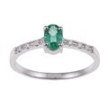 14k White Gold Emerald and Diamond Accent Ring (Size 7)
