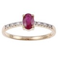 14k Yellow Gold Ruby and Diamond Accent Ring  (Size 7)