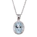 14k White Gold Aquamarine and Diamond Accent Necklace