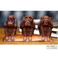 Wood 'Three Wise Monkeys' Sculpture (Indonesia)