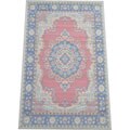 Persian Bamboo Handcrafted Salmon/Navy Rug (5' x 8')