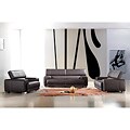 Modern Black Leather 3-piece Sofa Set
