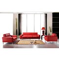Rosso Red Leather 3-piece Sofa Set