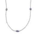 14k Gold Aquamarine and Tanzanite Bead Necklace
