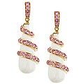 14k Yellow Gold White Agate and Pink Sapphire Earrings