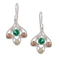 Black Hills Gold and Sterling Silver Green Obsidianite Earrings