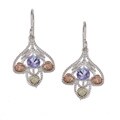 Black Hills Gold and Sterling Silver Blue Obsidianite Earrings