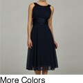 Connected Apparel Women's Shirred Chiffon Dress