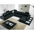 Tosh Furniture Black Bonded Leather Sectional Sofa