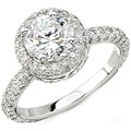 Natalie K 14k White Gold 3/4ct TDW Diamond and CZ Ring (H, SI1)