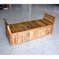 Hand-carved Teak Wood Enclosed Inlay Bench (Thailand)