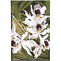 Tufted White Orchids Floral Wool Rug (5' x 8')