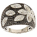 Dyach 14k White Gold 1 1/2ct TDW Black and White Diamond Flower Ring (I-J, I1-I2)