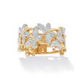 18k Gold over Sterling Silver Diamond Accent Butterfly Ring