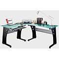 Loft-style Tempered Glass L-shaped Computer Desk