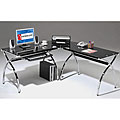 Smoked Tempered Glass L-shaped Computer Desk