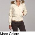 Grane Women's Hooded Faux Fur Trim Bomber Jacket