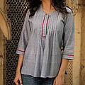 Handmade Women's 'Blue Cloud' Cotton Blouse (India)