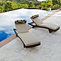 Delano Arc Espresso Rattan Chaise Loungers (Set of 2)