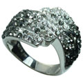 Sterling Silver White and Black Crystal Ring