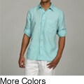 Natural Blue Men's Enzyme Wash Linen Shirt